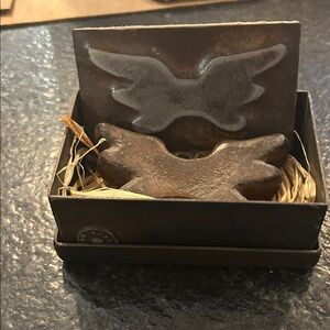 Jan Barboglio Butterfly sculpture With iron nail to hang and card and iron box